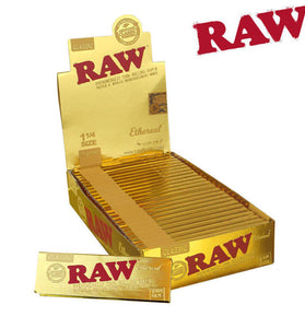 RAW CLASSIC ETHEREAL PHENOMENALLY THIN ROLLING PAPERS 1 1/4 SIZE, PACK/50, BOX/24