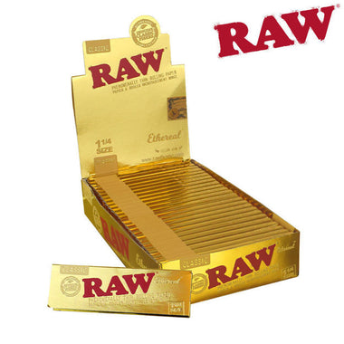 RAW CLASSIC ETHEREAL PHENOMENALLY THIN ROLLING PAPERS 1 1/4 SIZE, PACK/50, BOX/24
