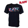 RAW CREW NECK BLACK TIE DYE DESIGN SHIRT-SIDE SEAM POCKET