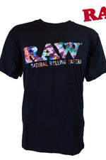 RAW CREW NECK BLACK TIE DYE DESIGN SHIRT-SIDE SEAM POCKET