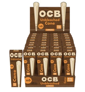 OCB Unbleached 6 Pack 1 1/4 Cones