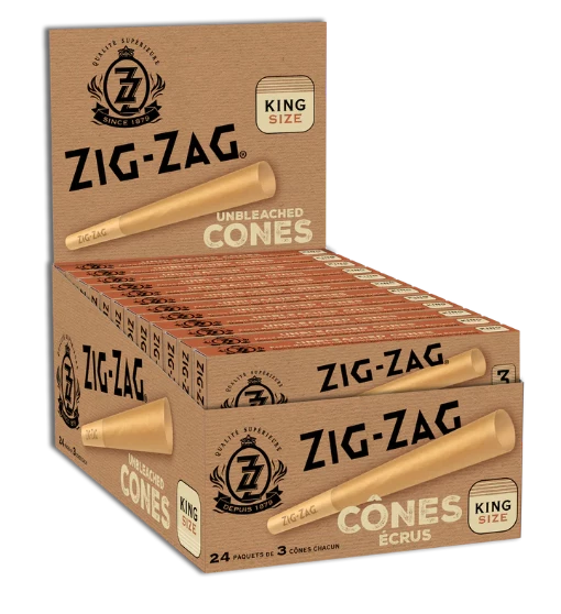 Zig Zag Unbleached King Size Cones 3 Pack