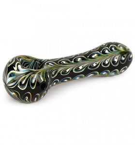 Red Eye Glass 4.5" Black Paisley Hand Pipe White and Caramel Accents - We Roll With It