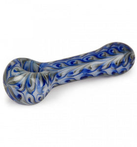 Red Eye Glass 4.5" White Paisley Hand Pipe Blue and Green Accents - We Roll With It