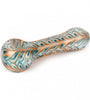 Red Eye Glass 4.5" White Paisley Hand Pipe Orange and Teal Accents - We Roll With It